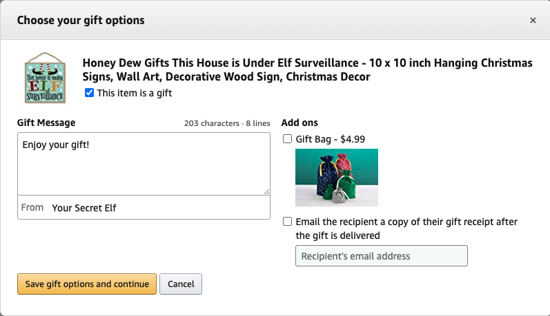 how do i send an anonymous gift on amazon